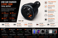 High-Power USB Car Charger – 3-Port, 200W Total Output