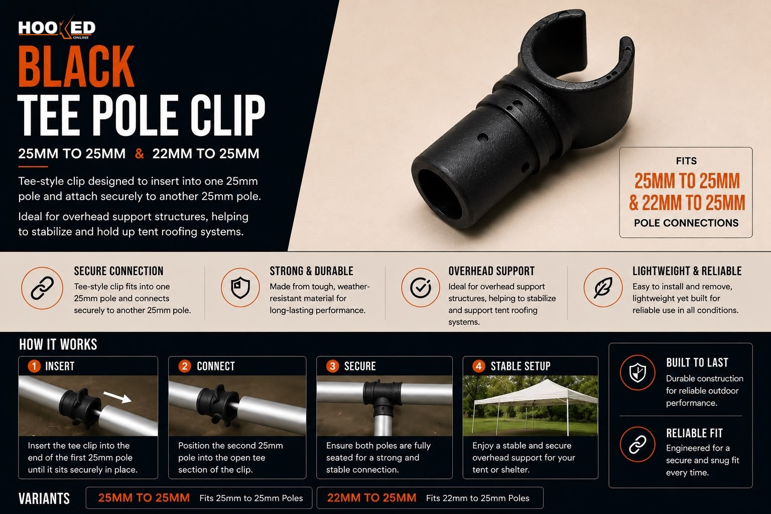 Black Tee Pole Clip