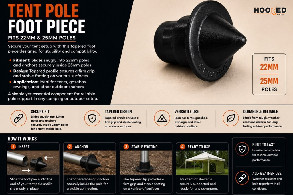 Tent Pole Foot Piece – Fits 22mm & 25mm Poles