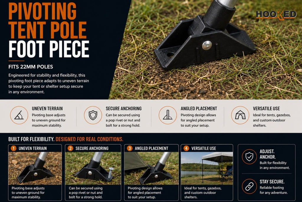 Pivoting Tent Pole Foot Piece – Fits 22mm Poles