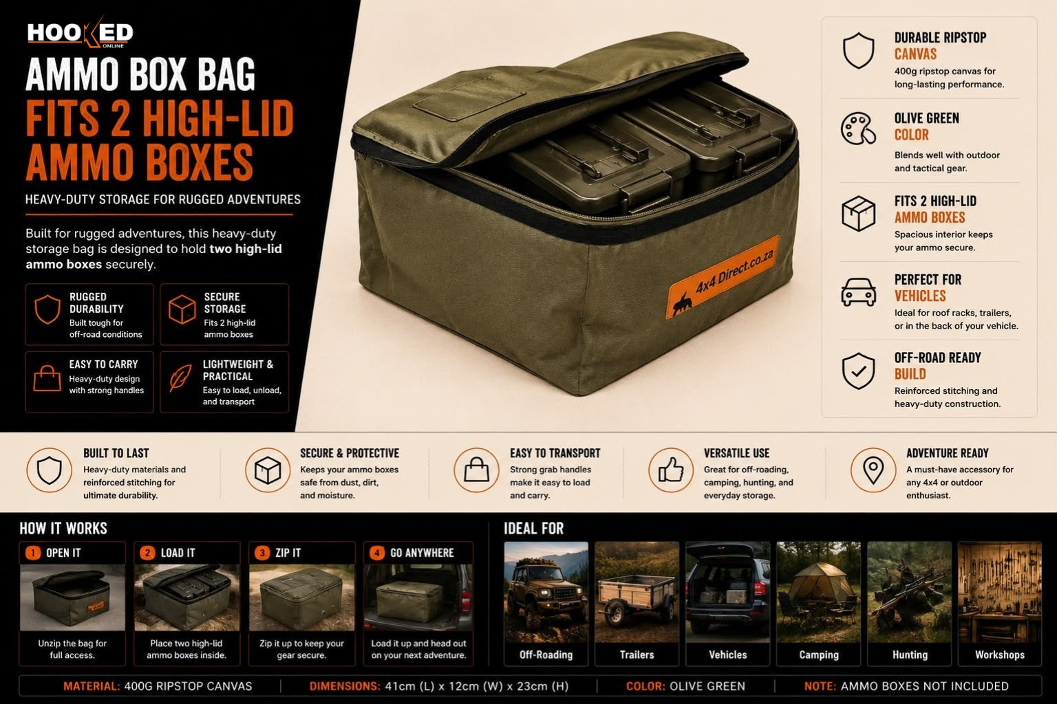 Ammo Box Bag – Fits 2 High-Lid Ammo Boxes