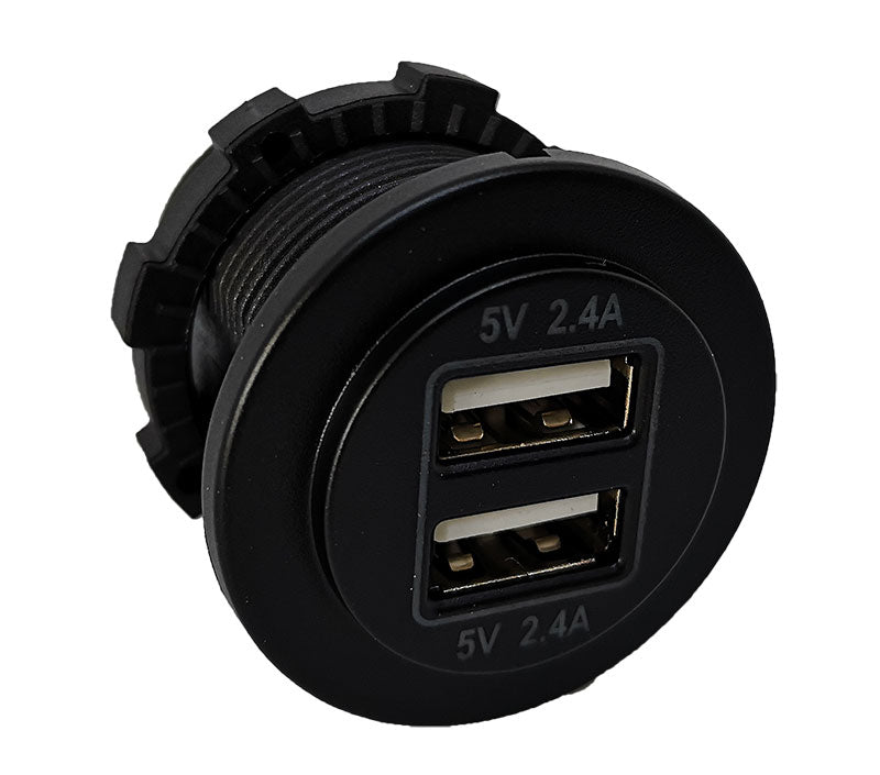 Round Panel-Mount Dual USB Charger – 2×2.4A Output