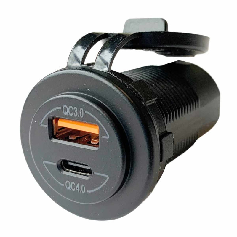 Round Dual USB Charger – Type-C & USB-A Ports
